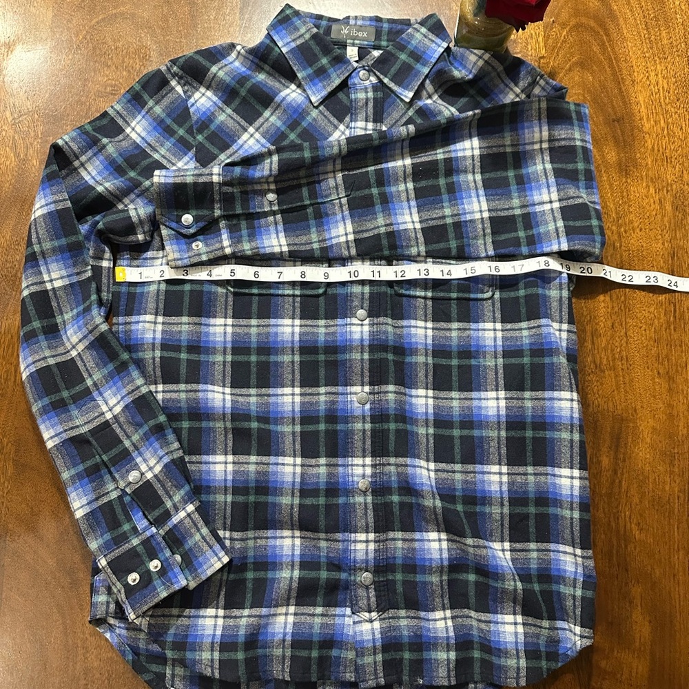 Ibex Taos Navy/Black Plaid Wool Flannel Snap Shirt - Open to reasonable offers